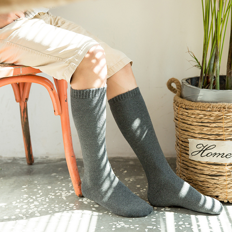 Long-barreled Cotton Terry Socks Thick Calf Socks Casual Plus Velvet Warm Winter Socks Knee-high Socks